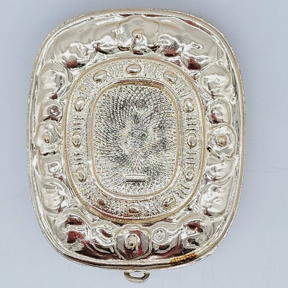 Vintage Germany Aluminum Pendant & Clip On Earrings Set Blonde Gold Tone - Picture 8 of 9